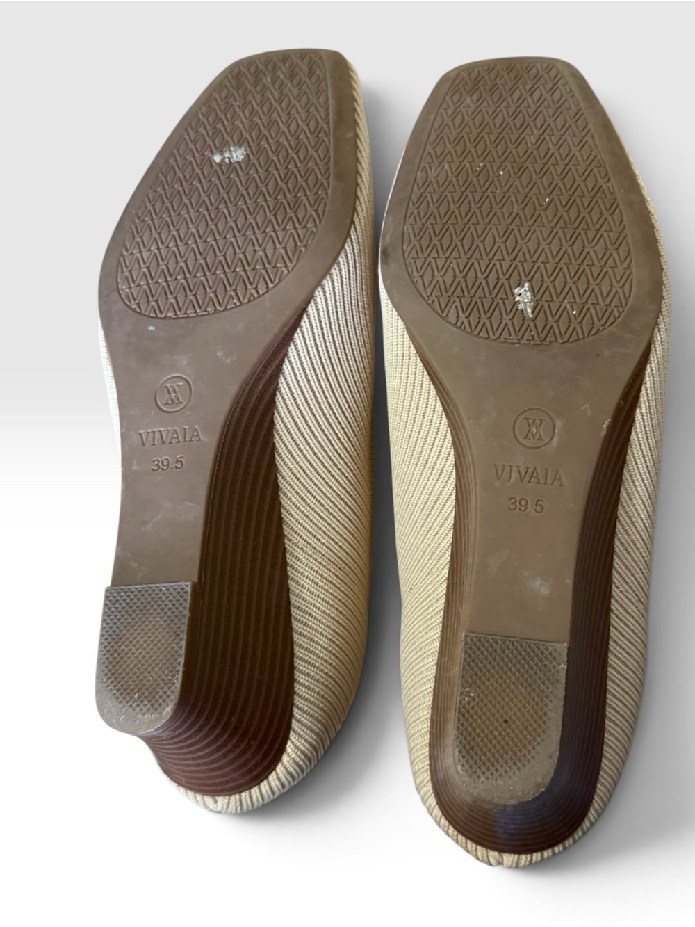 VIVAIA Beige Knit Wedge Pumps Square Toe Comfort Heels EU 39.5 US 8.5 - Picture 5 of 7